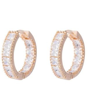 Eye Candy LA Luxe Collection Golden Cubic Zirconia Crystal Huggie Earrings - Pink