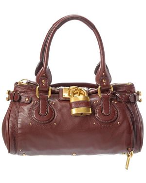 Chloé Paddington Leather Satchel - Purple