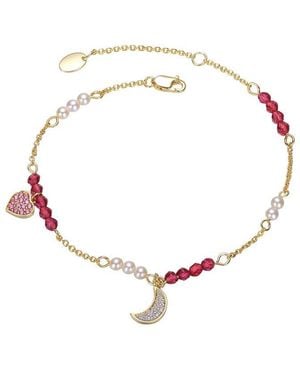 Rachel Glauber 14K Plated Cz Charm Bracelet - White