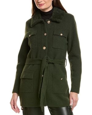 NVLT Eyelash Military Belted Coatigan Jacket - Green