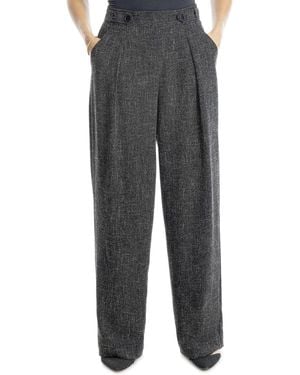 Max Studio Waist Tab Pleated Wide Leg Pant - Gray