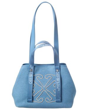 Off-White c/o Virgil Abloh East West Small Denim & Leather Tote - Blue