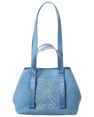 Off-White c/o Virgil Abloh East West Small Denim & Leather Tote - Blue