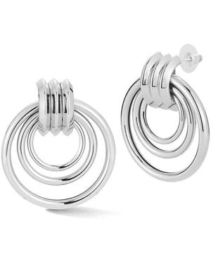 Glaze Jewelry Plated Bold Triple-Hoop Drop Earrings - White