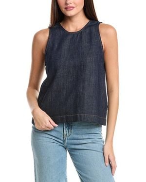 7 For All Mankind Sleeveless Linen-Blend Top - Blue