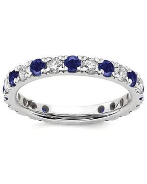 Lab Grown Gemstones 14K 1.75 Ct. Tw. Lab-Grown Diamond & Lab-Grown Sapphire Eternity Ring - Blue