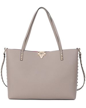 Tiffany & Fred Paris Smooth Leather Tote - Grey
