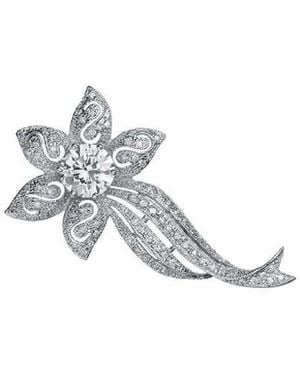Genevive Jewelry Silver Pin - White
