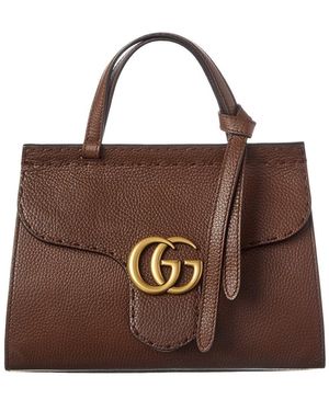 Gucci Gg Mini Top Handle Leather Satchel - Brown