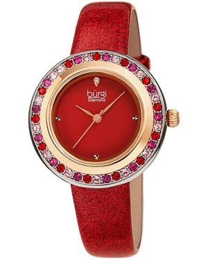 Burgi Burgi Glitter Pu Watch - Red