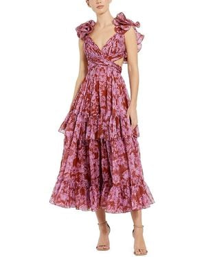 Mac Duggal Brocade Midi Dress - Red