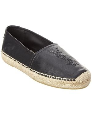 Saint Laurent Leather Espadrille - Black