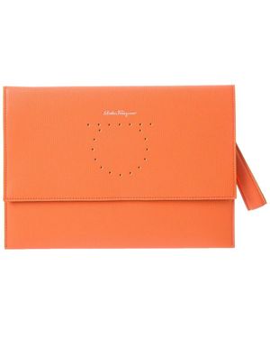Ferragamo Leather Clutch - Orange