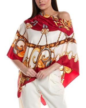 La Fiorentina Chain Print Poncho - Red
