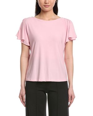 Anne Klein Cascade Flutter Sleeve Top - Pink