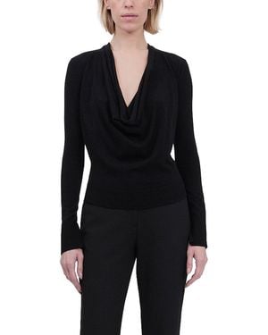 Jonathan Simkhai Natia Cowl Neck Wool-Blend Top - Black