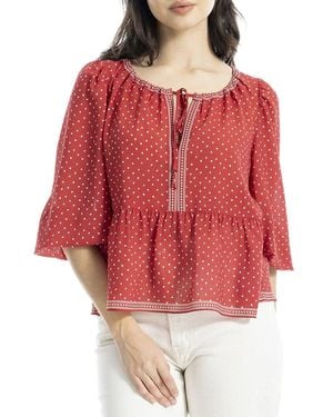 Max Studio Ballon Sleeve Blouse - Red