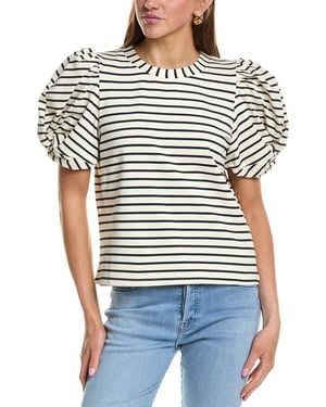 English Factory Puff Sleeve Knit Top - White