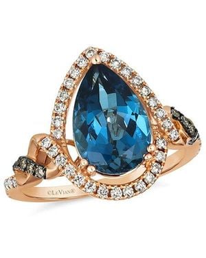 Le Vian Deep Sea Topaz 14K Rose 3.37 Ct. Tw. Diamond & London Topaz Ring - Blue