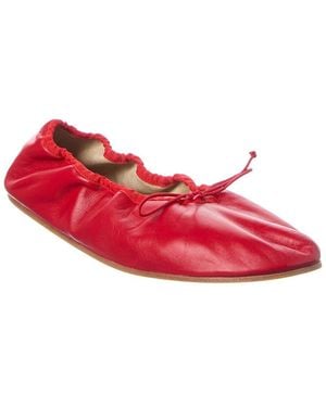The Row Bow Leather Flat - Red