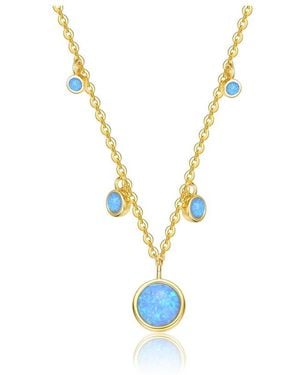 Rachel Glauber 14K Over Opal Pendant Necklace - Metallic