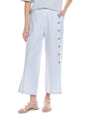 Stella Parker Linen-Blend Asymmetrical Capri Pant - Blue