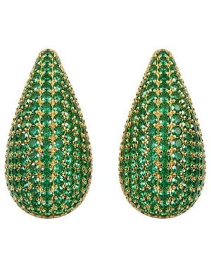 Jewels by Sunaina Narina 14K Plated Cz Stud Earrings - Green