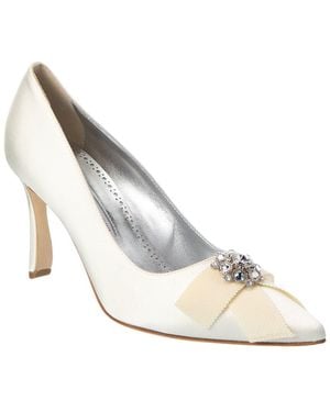 Manolo Blahnik Apius 90 Satin Pump - White