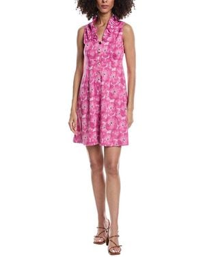 tyler boe Emily Button Ruffle Jacquard Mini Dress - Pink