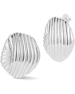 Glaze Jewelry Plated Shell-Inspired Statement Stud Earrings - White