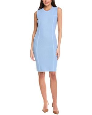 St. John Stretch Pique Knit Sheath Dress - Blue
