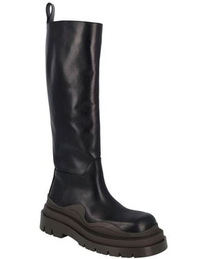 Bottega Veneta Calfskin Tire Boot (Authentic Pre-Loved) - Black