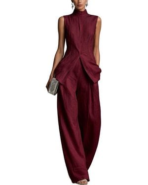 Vincent 2Pc Top & Pant Set - Red