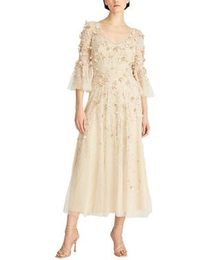THEIA Zolene Embellished Midi Dress - Natural