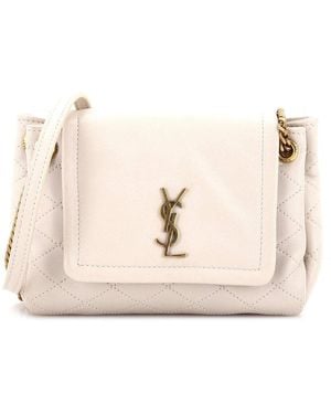 Saint Laurent Quilted Leather Nolita Satchel Mini (Authentic Pre-Loved) - Natural