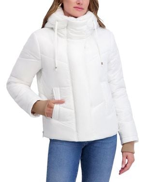 Kensie Mixed Quilt Puffer Jacket - White