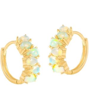 TIRAMISU Plated 2.97 Ct. Tw. Ethiopian Opal Hoop Earrings - Metallic