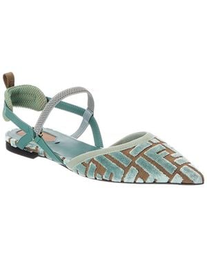 Fendi Colibri Lite Ff Jacquard Velvet Flat - Green