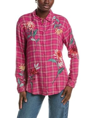 Johnny Was Oversized Shirt Tunic - Red