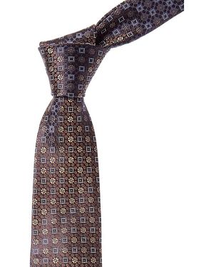 Canali Floral Squares Silk Tie - Purple
