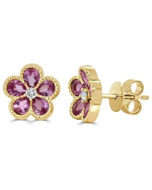 Sabrina Designs 14K 1.91 Ct. Tw. Diamond & Sapphire Flower Studs - Pink