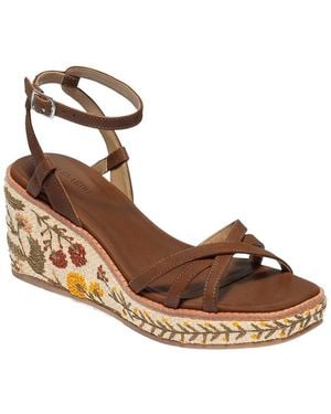 Bernardo Cairo Embroidery Leather Wedge - Brown
