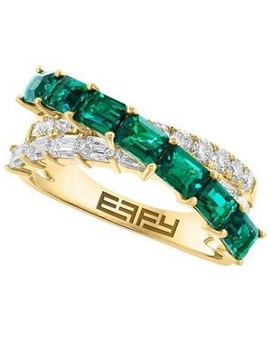 Effy Fine Jewelry 14K 2.30 Ct. Tw. Lab-Grown Diamond & Lab-Grown Emerald Ring - Green