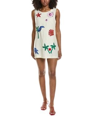 Johnny Was Linen Chevron Tank Linen Mini Dress in Natural | Lyst UK