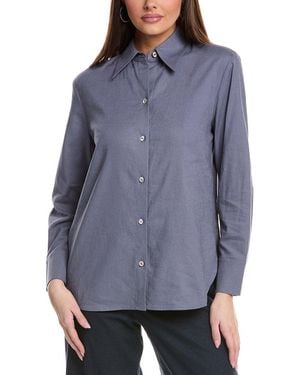Vince Relaxed Button-Down Linen-Blend Shirt - Blue