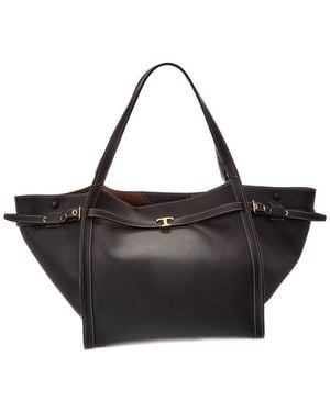 Tod's Logo Medium Leather Tote - Black