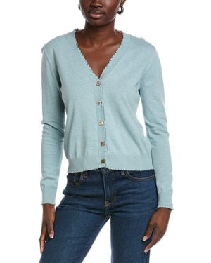 Minnie Rose Frayed Cashmere-Blend Cardigan - Blue
