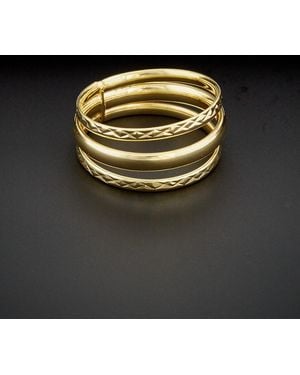 Italian Gold 14k Polished & Diamond-cut Triple Band Ring - Black