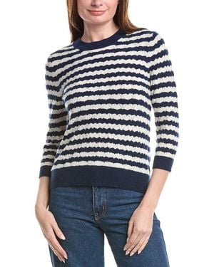 Isla Kendall Pointelle Stripe Cashmere Sweater - Blue