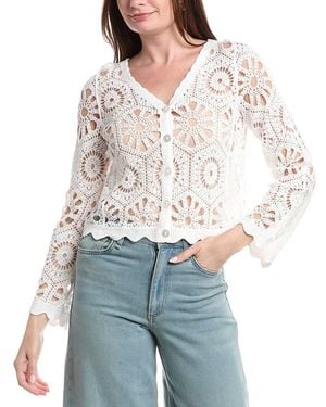 Joseph A Novelty Crochet Cardigan - White